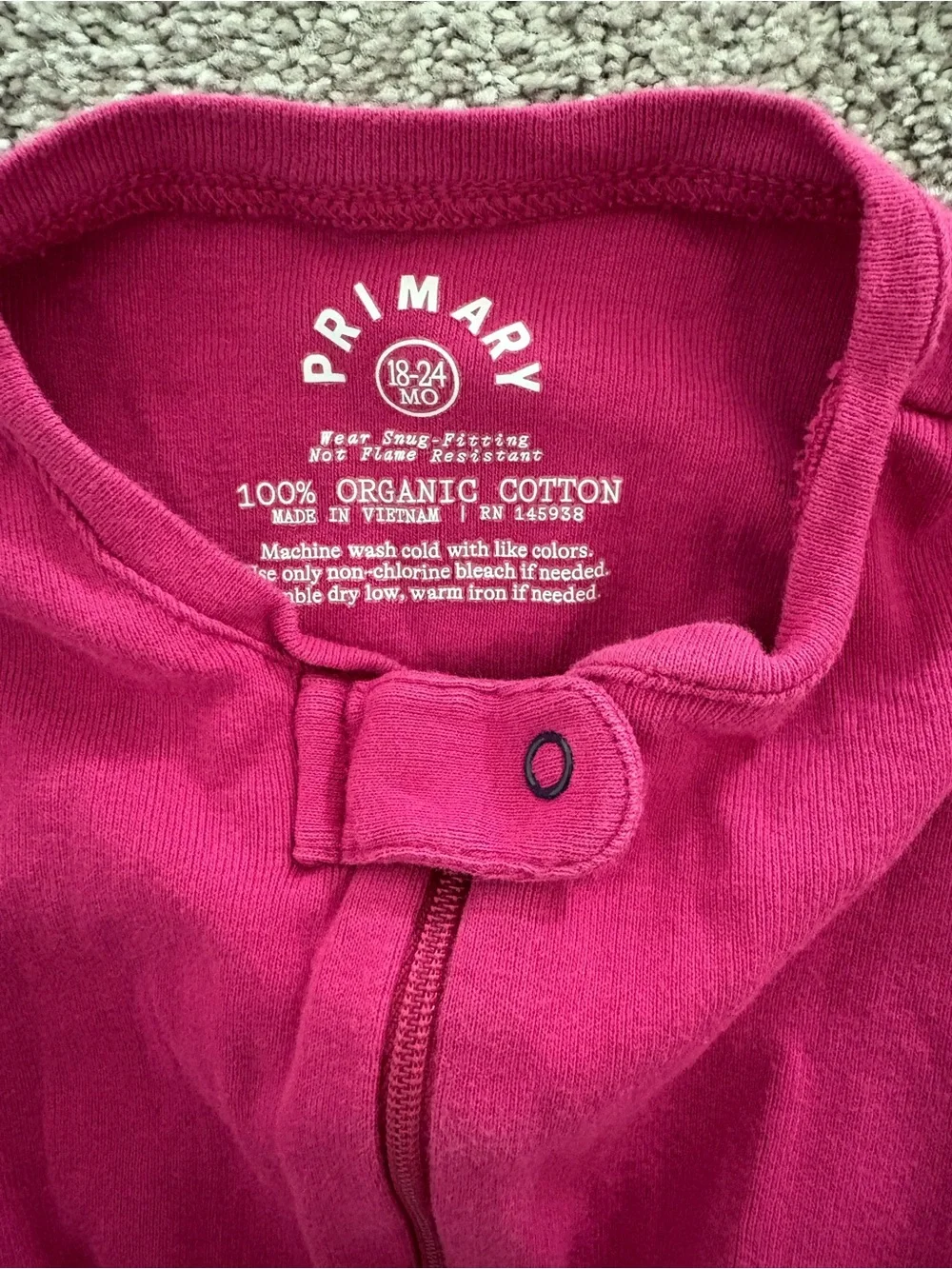 Toddler Girls Primary Brand Footed One-Piece Sleepers- size 18-24 months & 2T